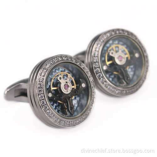 316L Stainless Steel Men Tourbillon Movement Cufflinks With Custom Your Logo